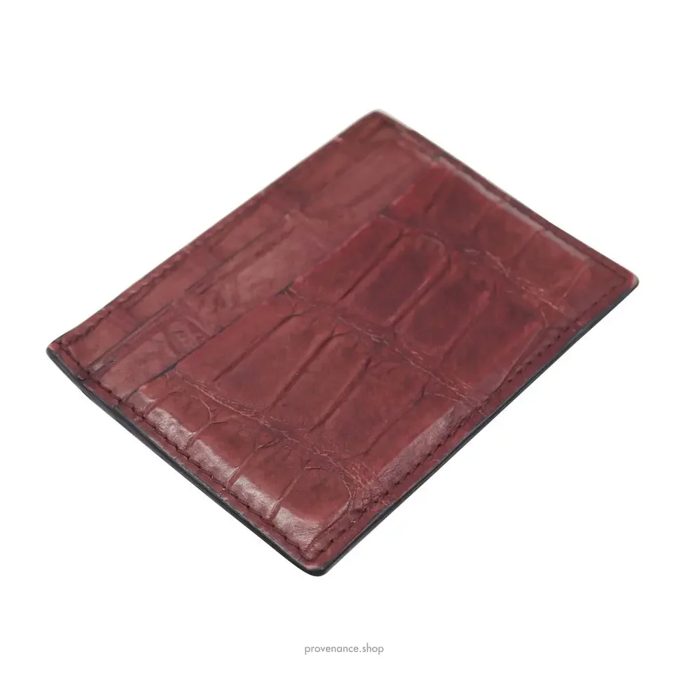 🔴 Gucci Card Holder Wallet - Terra Cotta Crocodile Leather